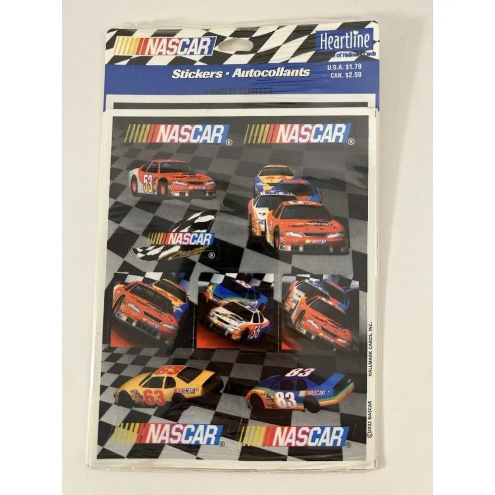 Hallmark Heartline NASCAR Stickers Vintage 2002 4 Sheets Made In USA